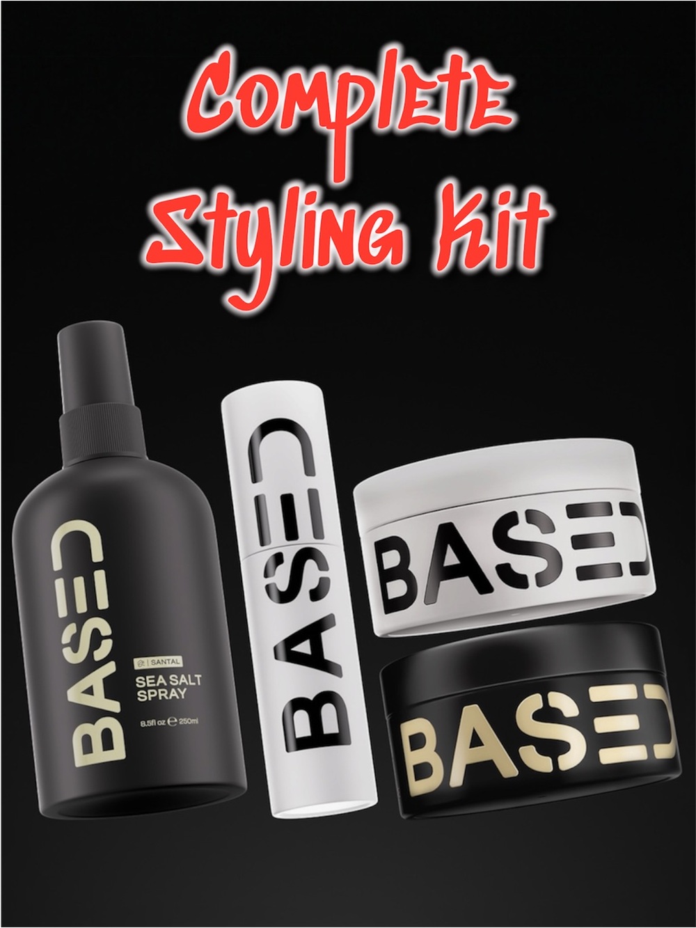BASED Bodyworks Complete Styling Kit Bundle Set Sea Salt Clay Pomade Powder NIB